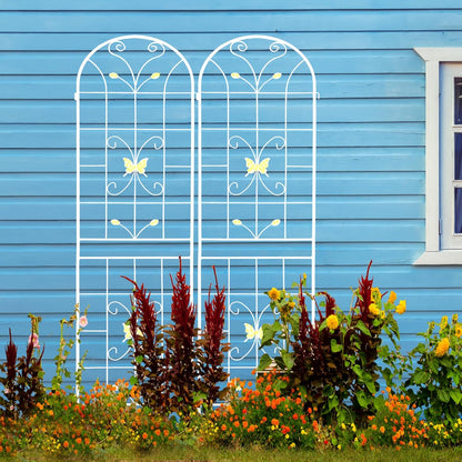 2 Pack Metal Garden Trellis 86.7" Black Fence Rustproof Garden Trellis for Climbing Plants Support