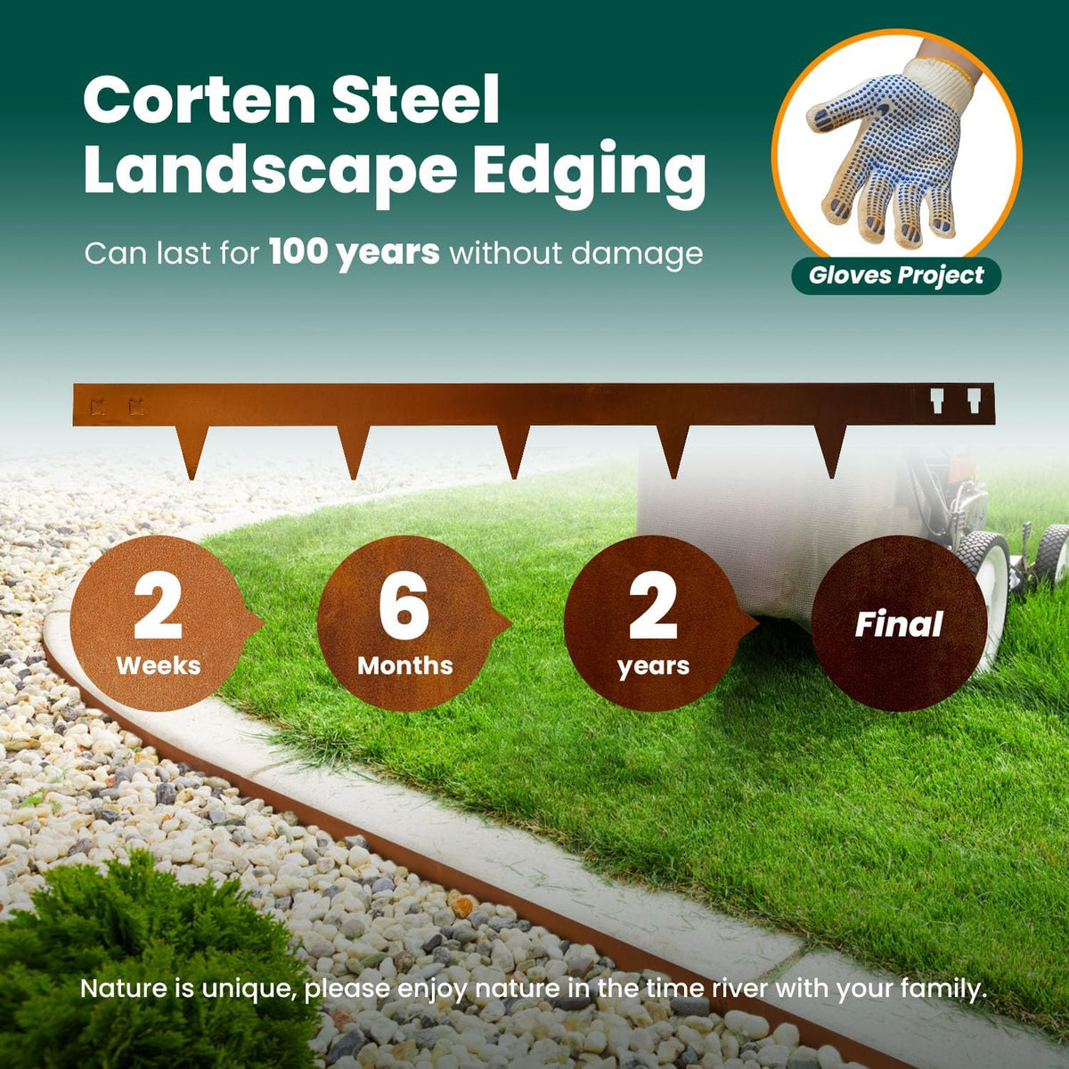 Corten Steel Edging 5 Inch 10 Packs Steel Landscape Edging 40 Inch Strips Hammer in Landscape