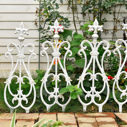 Sungmor Decorative Cast Iron Flower Bed Fence, 28" Tall Vintage Garden Edging Border, 4 Pack Heavy