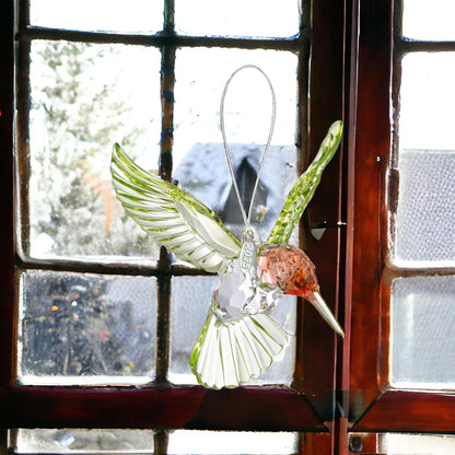Crystal Suncatcher With Prism - 2025 Red-Throated Hummingbird Acrylic Ornament, Stunning Memorial