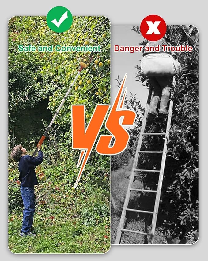 AgiiMan 3 to 12 FT Fruit Picker Pole - Reach to 18 FT Fruit Picker with Telescopic Extension Pole