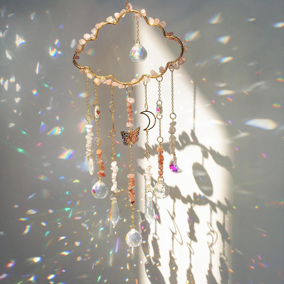 H&D HYALINE & DORA Cloud Shaped Crystal Suncatcher Glass Balls with Chain Rainbow Maker Sun Catcher