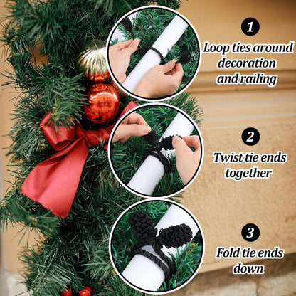Shappy 24 Pieces Christmas Garland Banister Ties Christmas Decorative Reusable and Flexible Twist