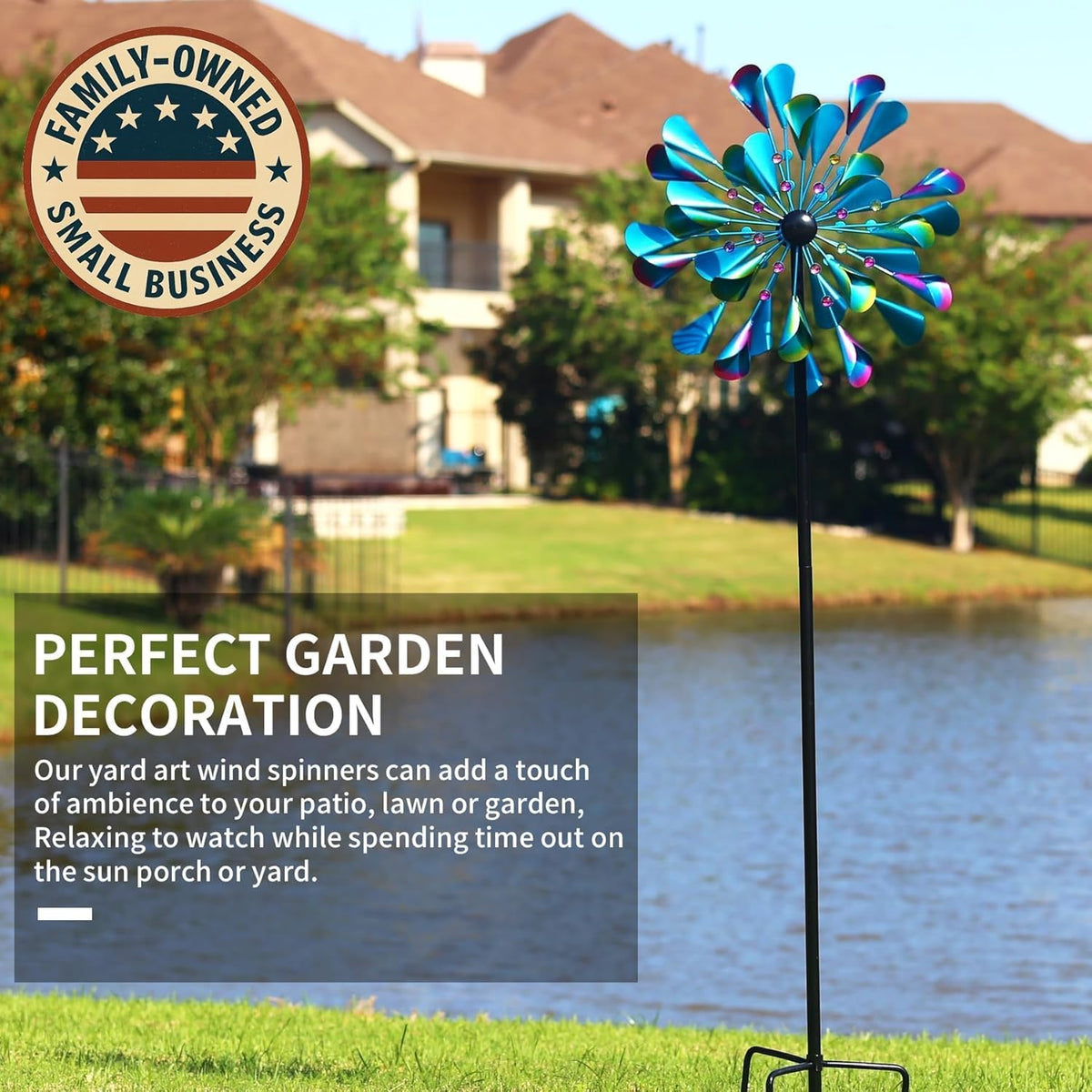 DECOROCA Kinetic Wind Spinners Outdoor - Large Metal Wind Sculptures & Spinners for Yard Patio Lawn