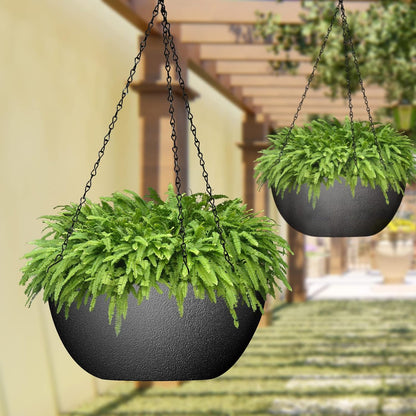 WOUSIWER 13 inch 2Pack Large Hanging Planters for Outdoor Indoor Plants with Drainage Holes and