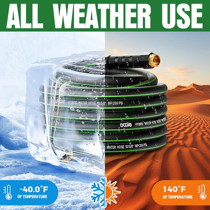 Heavy Duty Garden Hose 50ft, NON-EXPANDABLE Flexible Water Hose, Kink Resistant Lightweight Hybrid