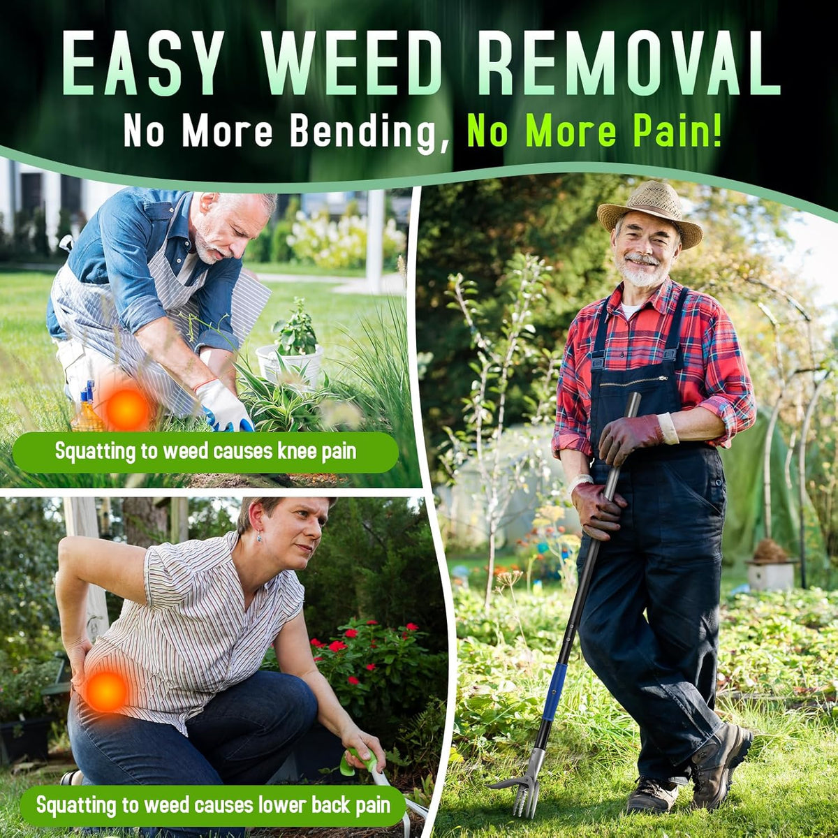 50” Weed Puller Tool for Crabgrass, Dandelion etc,Stand Up Weeder with Easy-Eject Mechanism, Steel