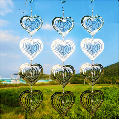 DJUAN Heart Bird Scare Discs Set-Highly Reflective Double-Sided Bird Reflectors,Extra Sparkly Metal