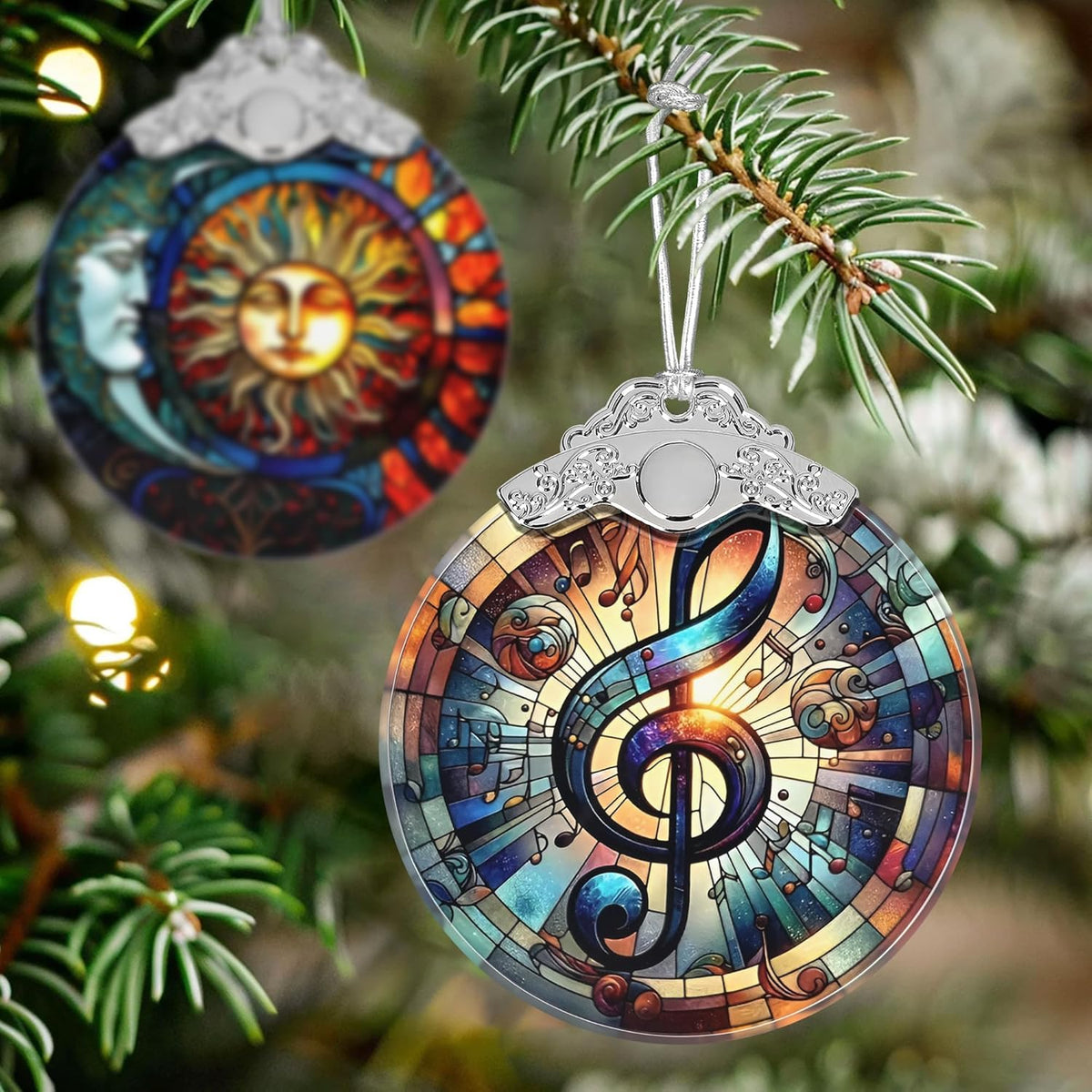 Musical Note Stained Glass Orament - Christmas Ornament - Christmas Decorations for Tree - Holiday