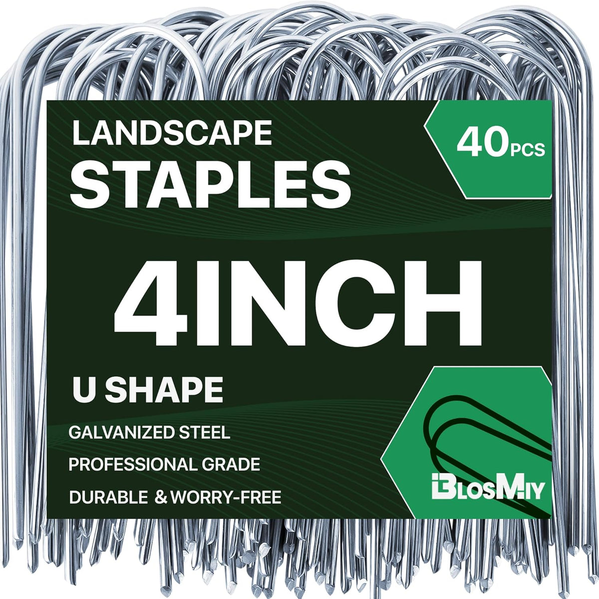 U Shaped Landscape Garden Staples 4 Inch 40 Pack Updated 11Gauge Irrigation Stakes Galvanized