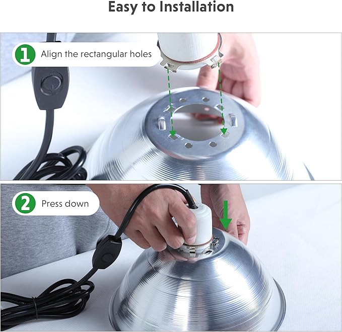 Simple Deluxe 10.5" 1-Pack Clamp Light, 250 Watt E26 Socket (Bulb Not Included), Aluminum Reflector