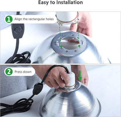 Simple Deluxe 10.5" 1-Pack Clamp Light, 250 Watt E26 Socket (Bulb Not Included), Aluminum Reflector