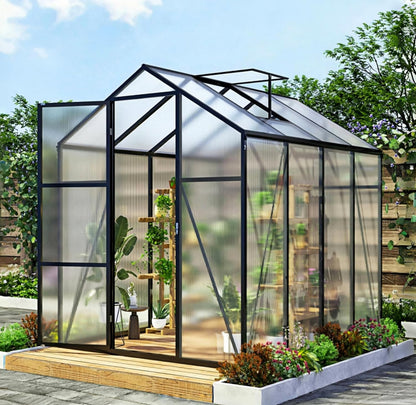 7.2FT High 6*8.2FT Greenhouse for Outdoors,Polycarbonate Greenhouse with Stronger Wind Protection