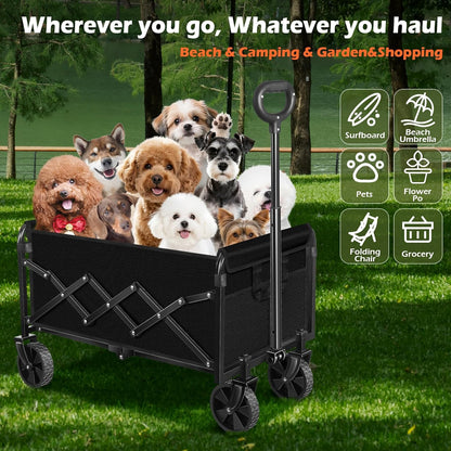 Wagons Carts Foldable, Collapsible Wagon, Foldable Wagon Cart with Wheels, Folding Wagons for Beach
