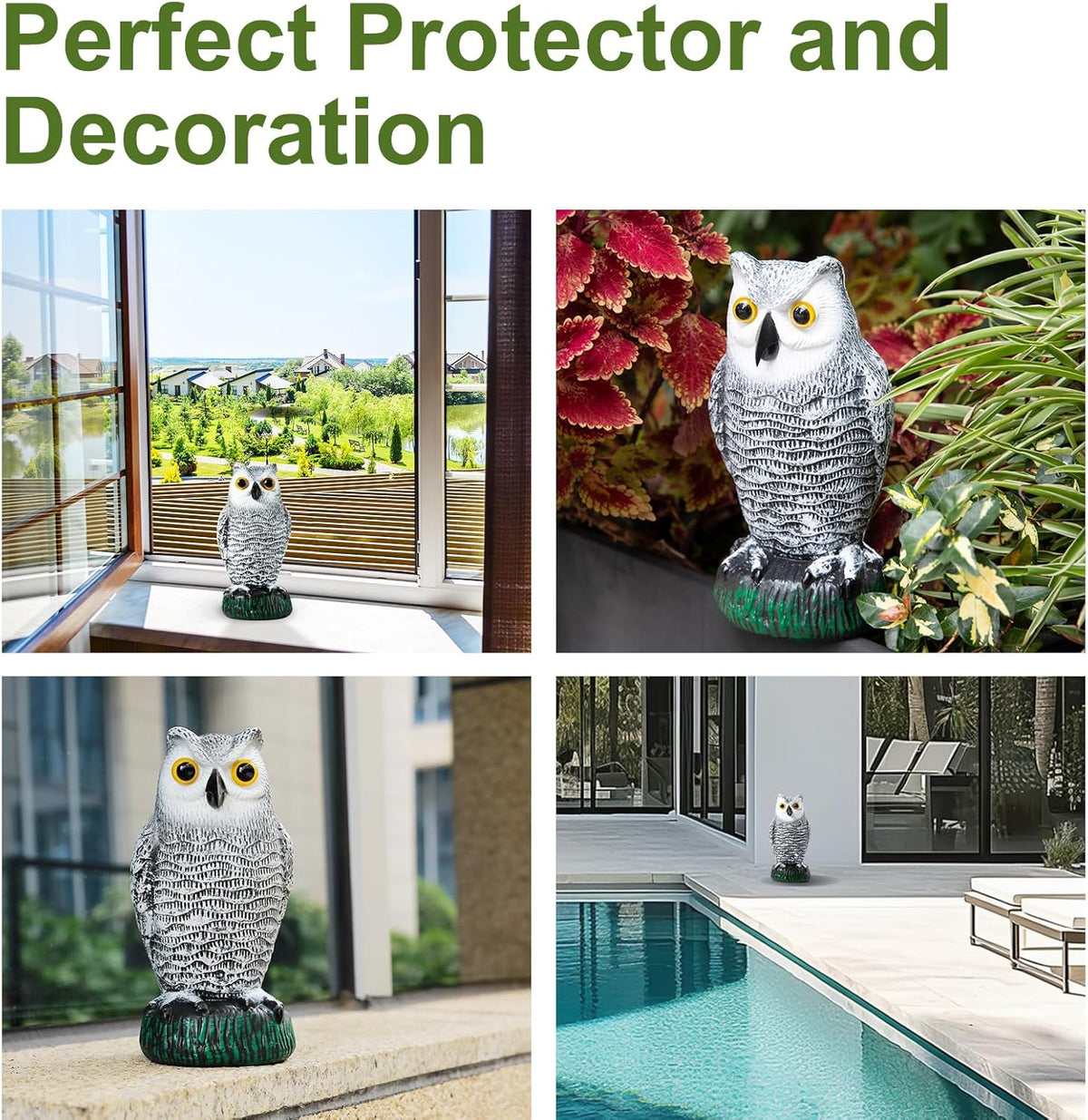 OFFO Bird Scare Devices Plastic Owl Scarecrow for Halloween Decorations Outdoor Garden, Yard, Pool