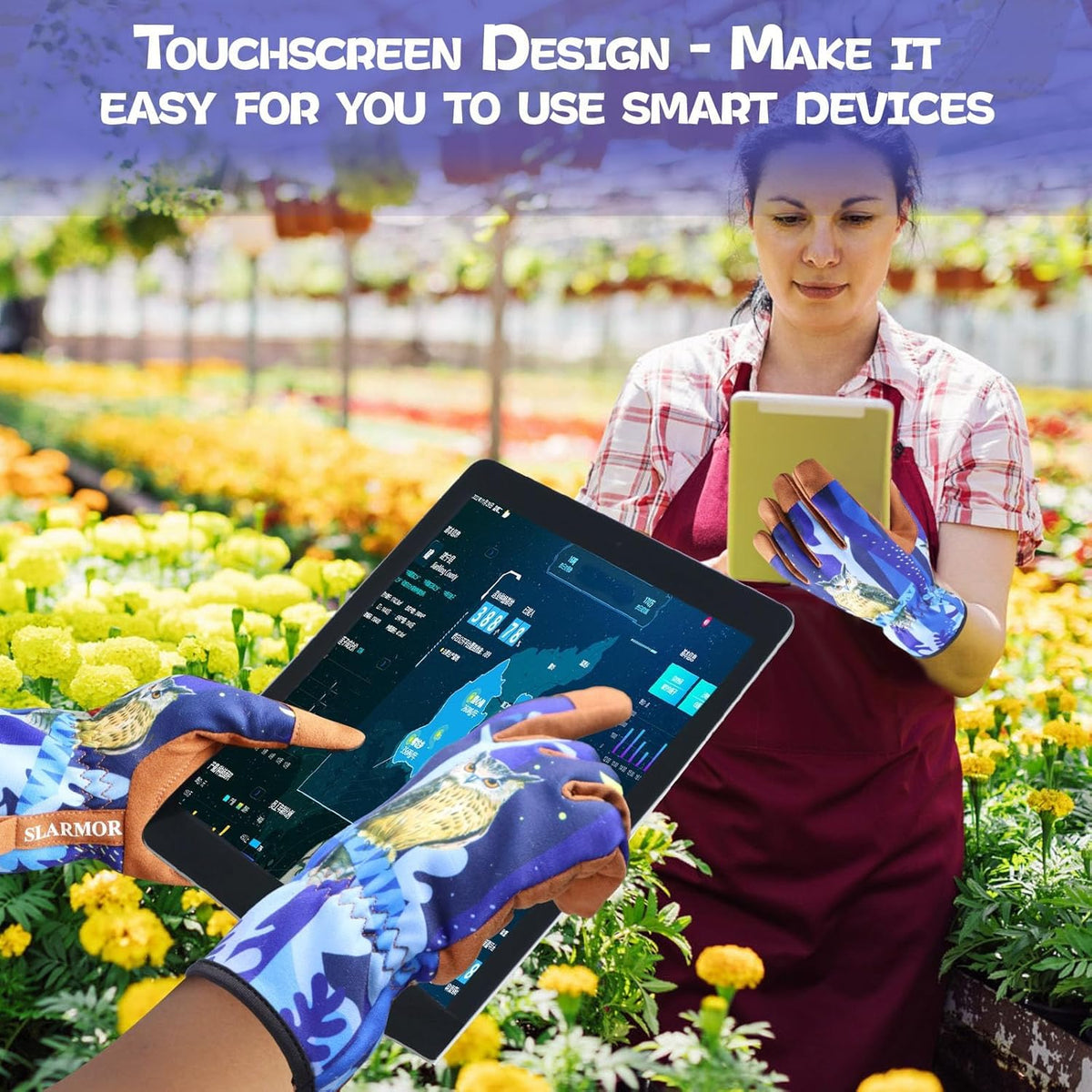 Leather-Gardening-Gloves for Women,Thorn-Proof Work-Gloves for Weeding,Digging,Planting,Pruning
