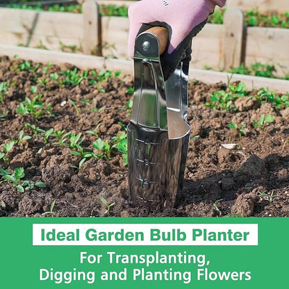 Berry&Bird Garden Bulb Planter with 4 Inches Depth Mark, Stainless Steel Gardening Bulb