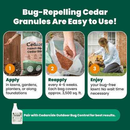 Cedarcide Lawn, Home & Garden Cedar Granules | Repels Fleas, Ticks, Ants & Mosquitoes | Smells