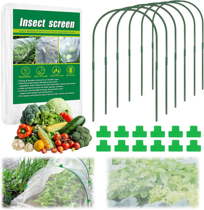 10 X 33 FT Garden Mesh Netting Kit Pest Barrier for Raised Beds, Fruit Tree Netting with 6 Sets