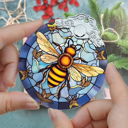 Stained Glass Christmas Ornaments, Jocidea Bee Ornaments for Christmas Tree, Christmas Tree Decor