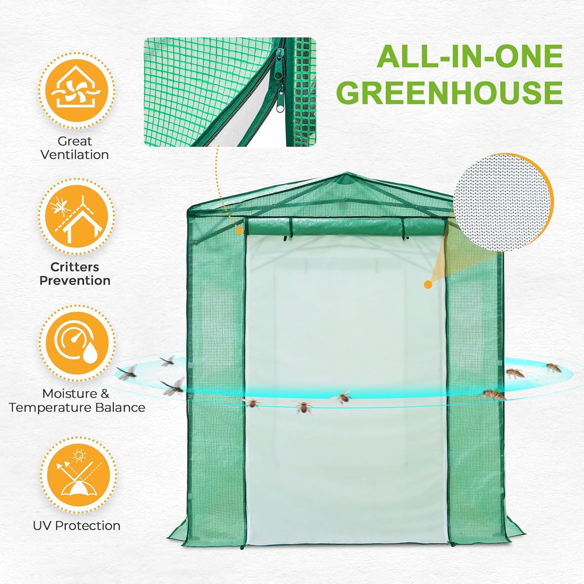 EAGLE PEAK 8x6 Portable Walk-in Greenhouse Instant Pop-up Indoor Outdoor Plant Gardening Green