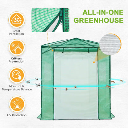EAGLE PEAK 8x6 Portable Walk-in Greenhouse Instant Pop-up Indoor Outdoor Plant Gardening Green