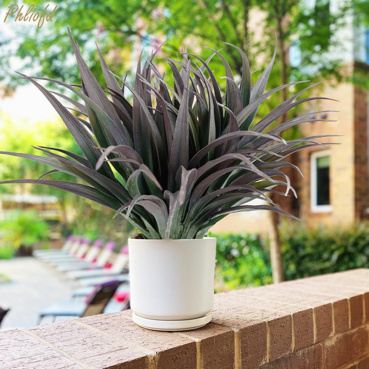 6Pcs Artificial Grass Fake Plants 17.3in Outdoor Plants UV Resistant Faux Greenery Stems Fake Grass
