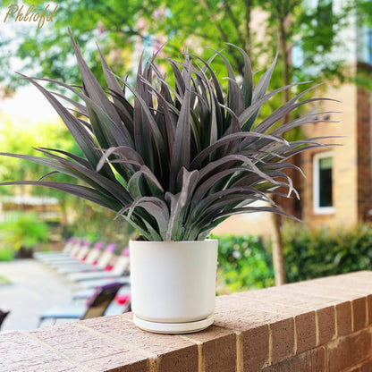 6Pcs Artificial Grass Fake Plants 17.3in Outdoor Plants UV Resistant Faux Greenery Stems Fake Grass