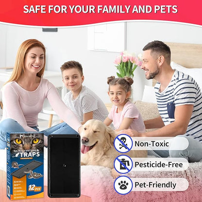 LULUCATCH Mouse Traps, 12 Pack Glue Traps, Pre-Baited Non-Toxic Bulk Mouse Traps Indoor for Home