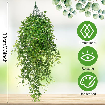 Hoteam 12 Pcs Artificial Hanging Plants 32 Inch Fake Ivy Vines with Fake Leaves Patio Artificial