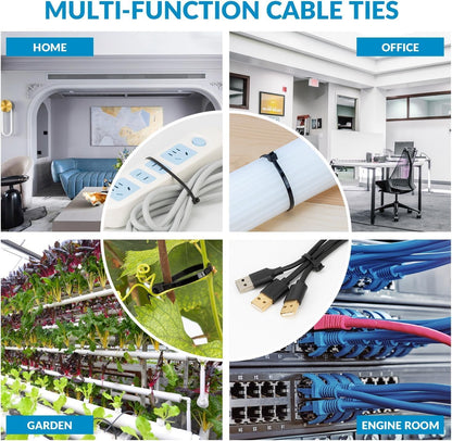 XINGO 5000 PCS White Zip Ties 8 Inch, 60 LBS Tensile Strength, Self-Locking Nylon Plastic Nylon