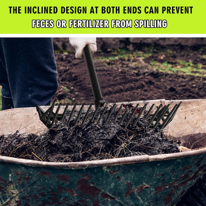 Lasnten 3 Sets Manure Fork with Long Metal Handle Pitch Fork Manure Rake Heavy Duty Muck Rake for