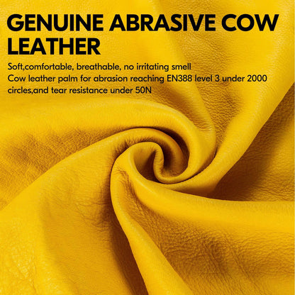 Vgo... Safety Work Gloves Men,Extra-long Cuff Thornproof,Premium Cow Grain Leather,Anti-abrasion