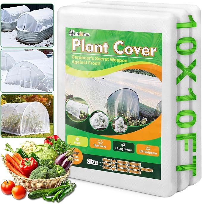 White Plant Covers Freeze Protection, 10 x 10 ft - 1.5 oz/yd² Frost Cloths for Outdoor Plants, Tree