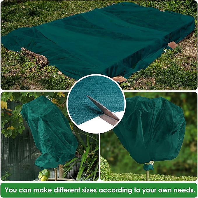 32.8 x 9.8 Ft Thicken Plant Covers Freeze Protection- Darkgreen Warm Winter Frost Cloth Blanket