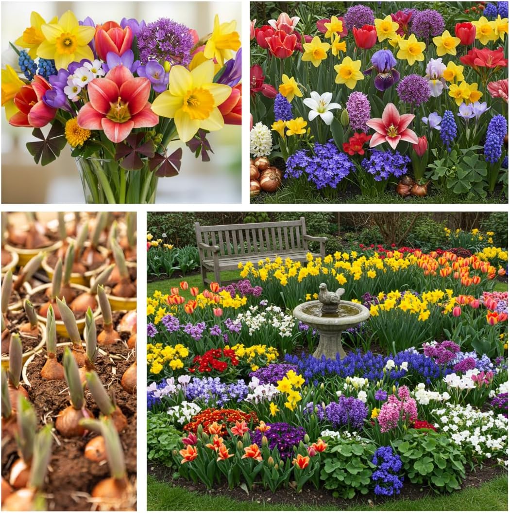 Complete Spring Flower Garden | 50 Fresh Bulbs | Bloom All Spring and Summer, Easy to Grow Flower