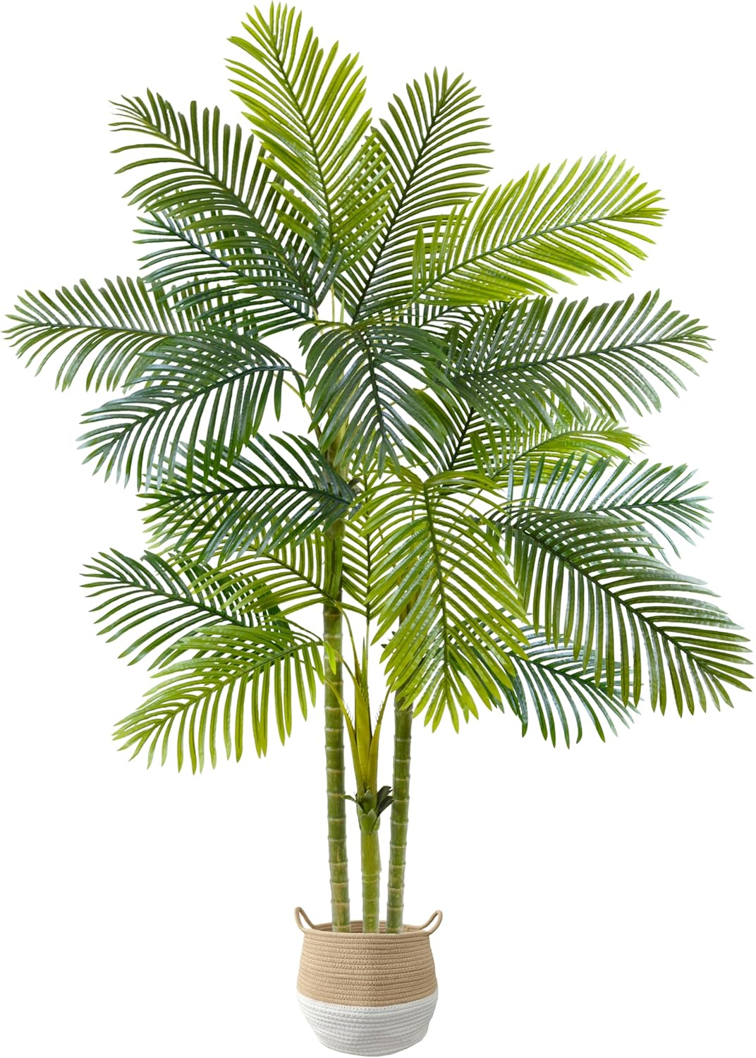 Artificial Palm Tree, 7ft Fake Areca Palm Plant with Basket, Large Faux Phoenix Palm UV Resistant