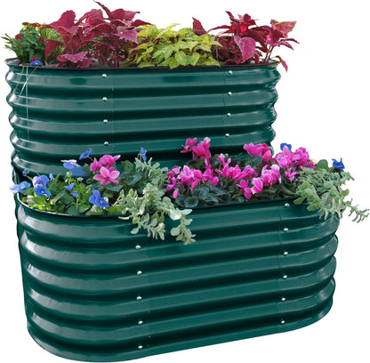 Vego garden Cascading Raised Garden Planter Box Outdoor Metal Galvanized Gardening Bed for
