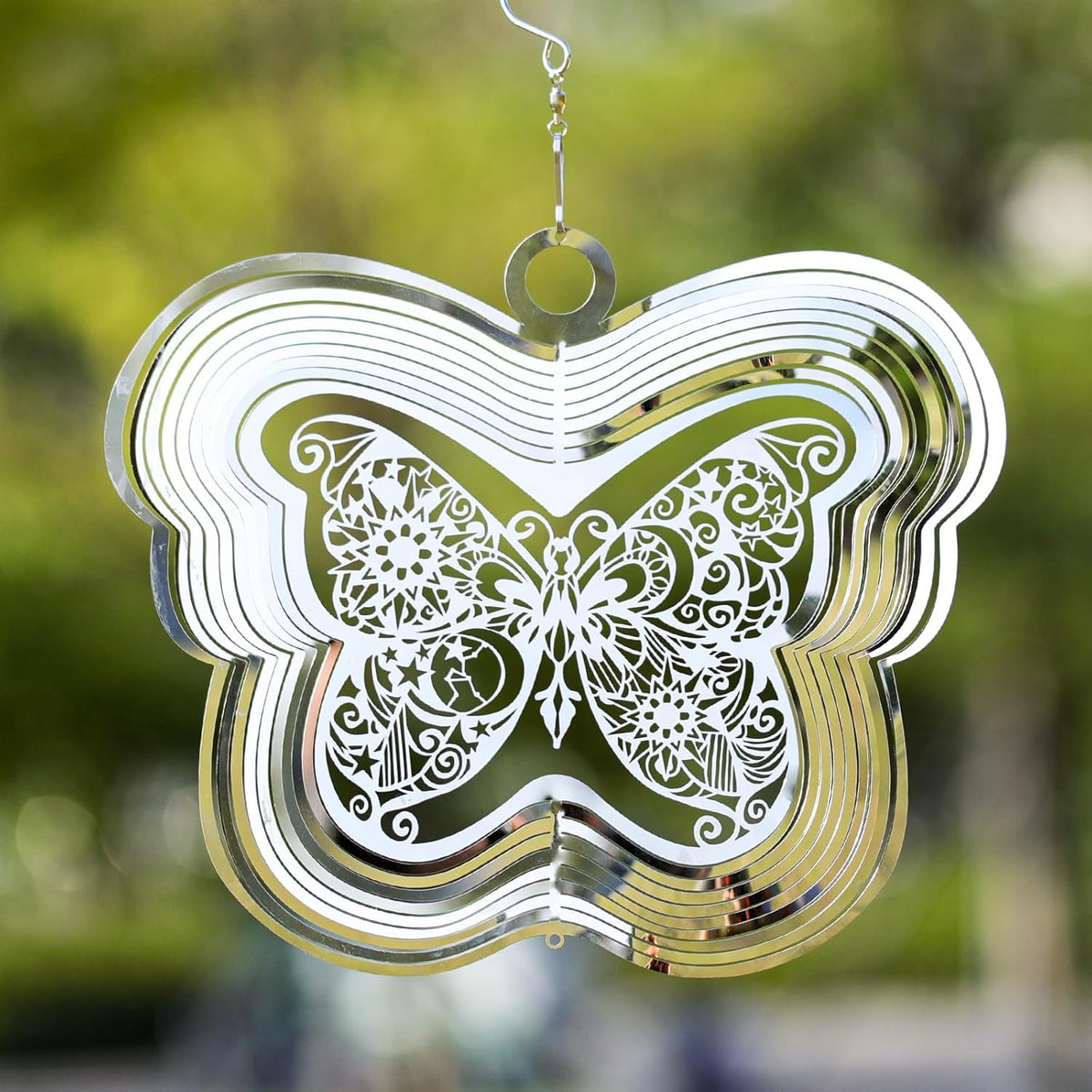 Wind Spinners Outdoor, 3D Butterfly Hanging Wind Spinners, 12 inches, Kinetic, Stainless-Steel