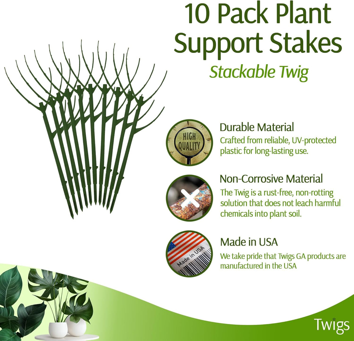 Stackable Plant Support Stakes, Stem Holder Structure for Indoor & Outdoor Use, Garden Accessories