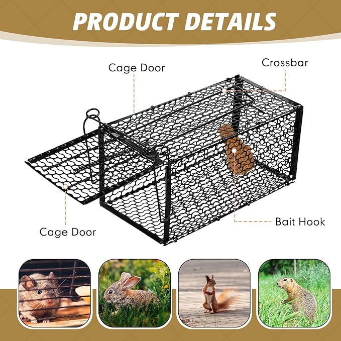 Qualirey 6 Pcs Humane Rat Trap Small Chipmunk Mouse Squirrel Cage Rodent Animal Mice Voles Hamsters