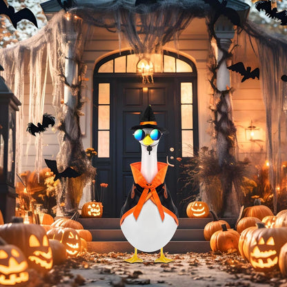 Halloween Goose Outfit and Fall Porch Goose Outfits with Hat & Sunglasses, Cement Plastic Goose