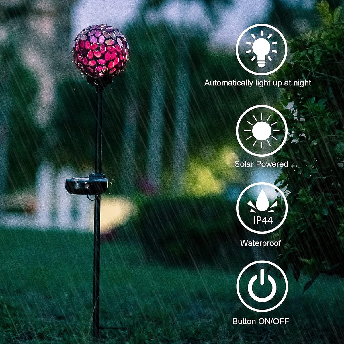 VCUTEKA Solar Lights Outdoor Decorative - Mosaic Solar Garden Light Waterproof LED Pathway Stake