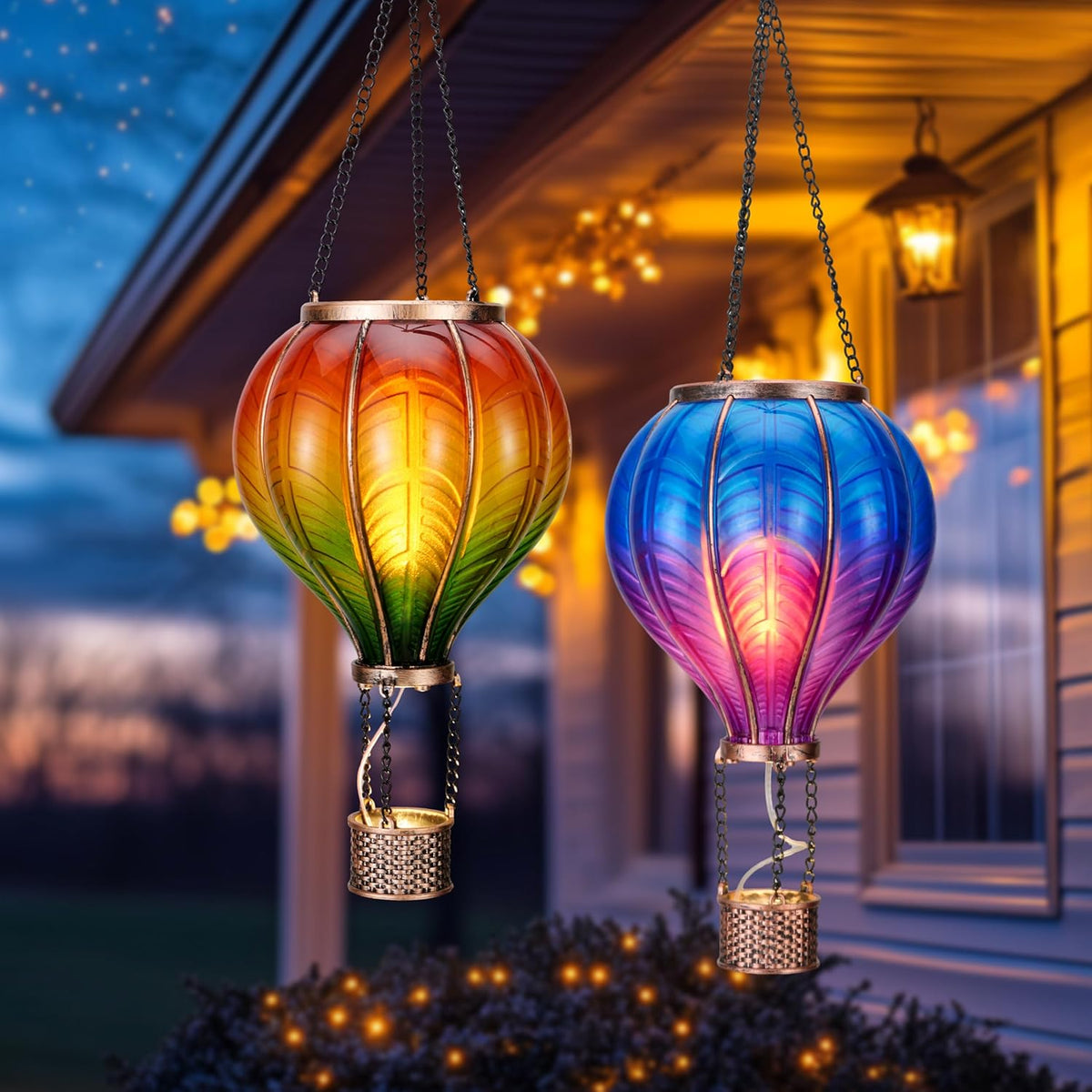 TERESA'S COLLECTIONS 2 Pack Hanging Solar Lantern Outdoor Garden Decor for Valentine ,Waterproof