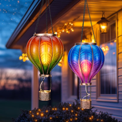 TERESA'S COLLECTIONS 2 Pack Hanging Solar Lantern Outdoor Garden Decor for Valentine ,Waterproof