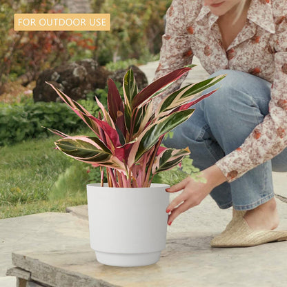 kubvici Indoor Plant Pots Planters 8 inch Plastic Planter with Hole & Saucer Flower Pots Modern