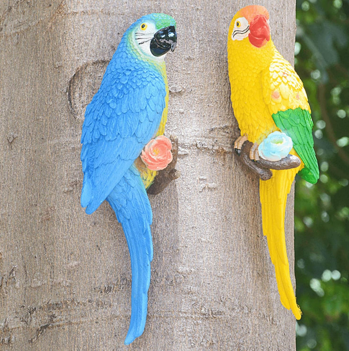 Bird Statue Garden Decorations,Outdoor Resin Bird Figurine Decoration,Bird Statue Real Parrot