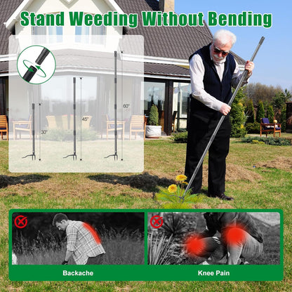 Weed Puller Tool, Stand Up Manual Weeder, Heavy Duty Garden Weeding Tool with 60 inch Long Handle,4