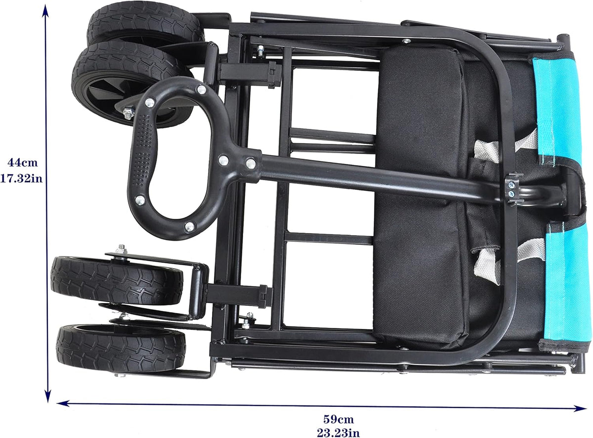 Folding cart That Does not Need to be Assembled Station Wagon, Grocery cart (Black+Blue Mini cart)
