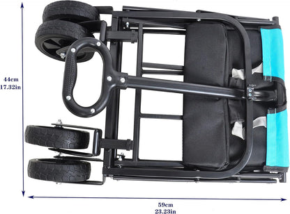 Folding cart That Does not Need to be Assembled Station Wagon, Grocery cart (Black+Blue Mini cart)